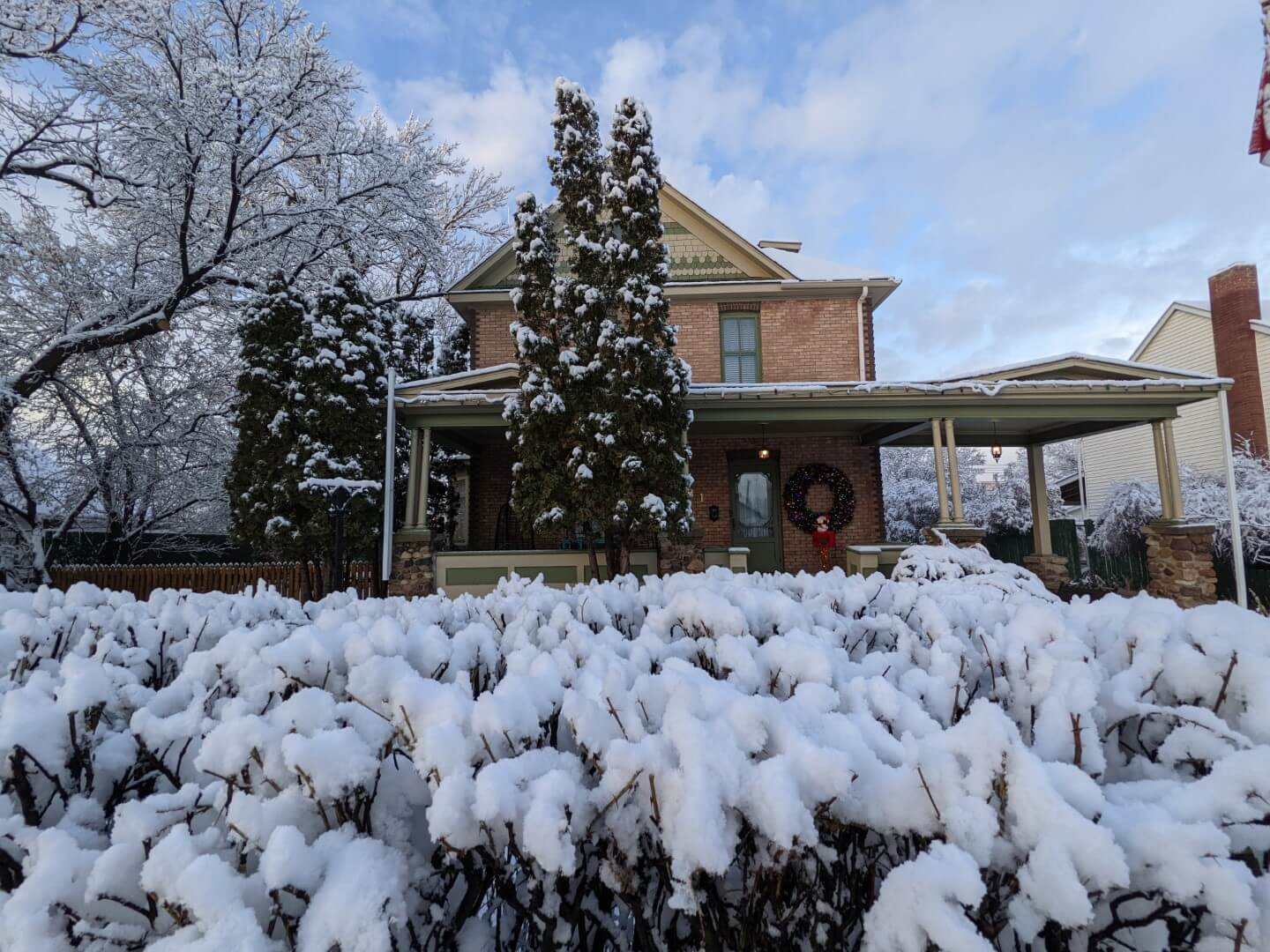House with a lot of snow outside